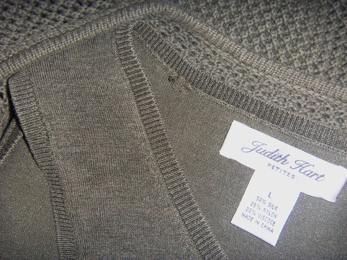 Judith Hart 2 pc silk blend sleeveless top with crochet short jacket Women's L - Picture 8 of 8