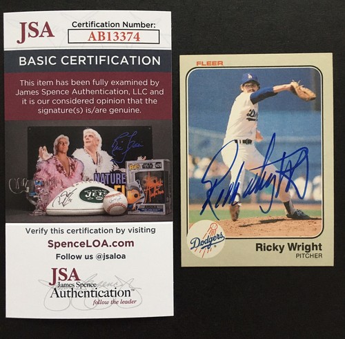 Ricky Wright ~ 1983 Fleer ROOKIE RC autógrafo firmado JSA ~ LA Dodgers *RARO* - Imagen 2 de 5