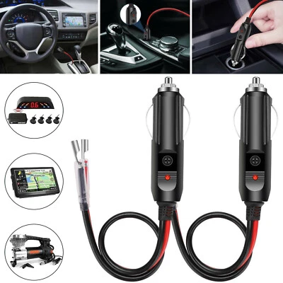 KWENTERPRISE 2 PCS 12V/24V Fused LED Light Cigarette Lighter Male Plug Replacement with Leads