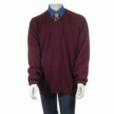 CLAN DOUGLAS Sweater V-Neck 100 Cashmere Sz. XL Scotland Dark Red Pullover