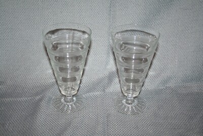 Set Of 2~Tall Vintage Ribbed Ice Cream Sundae/Root Beer Float Glasses