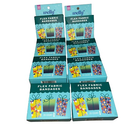 Welly Flex Fabric Bandages 5/8'' x 2-1/4'' 20 Count Each - 8 Box Bundle