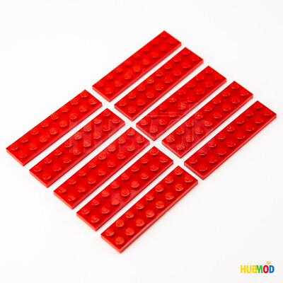 Lot of 10 Genuine LEGO Red 2x8 3034 Plate Building Bricks Blocks Flat Base Parts