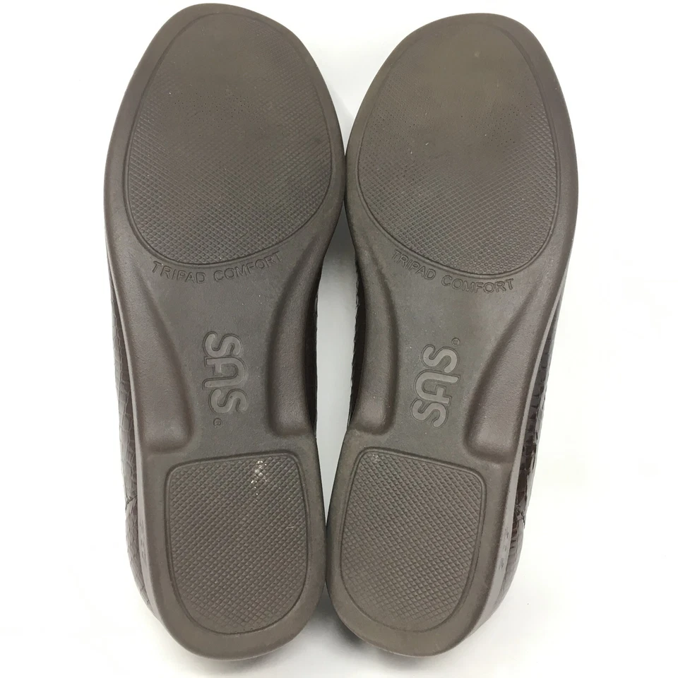 Zapatos Mocasines SAS Simplify Para Mujer Talla 9.5 2E Marrón Charol Estampado Cocodrilo Foto 2 de 4