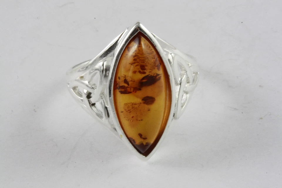 Design Ambra Nodo Celico Anello Ambra Anello IN Argento 925 Vero Argento / 541 - Immagine 2 di 4