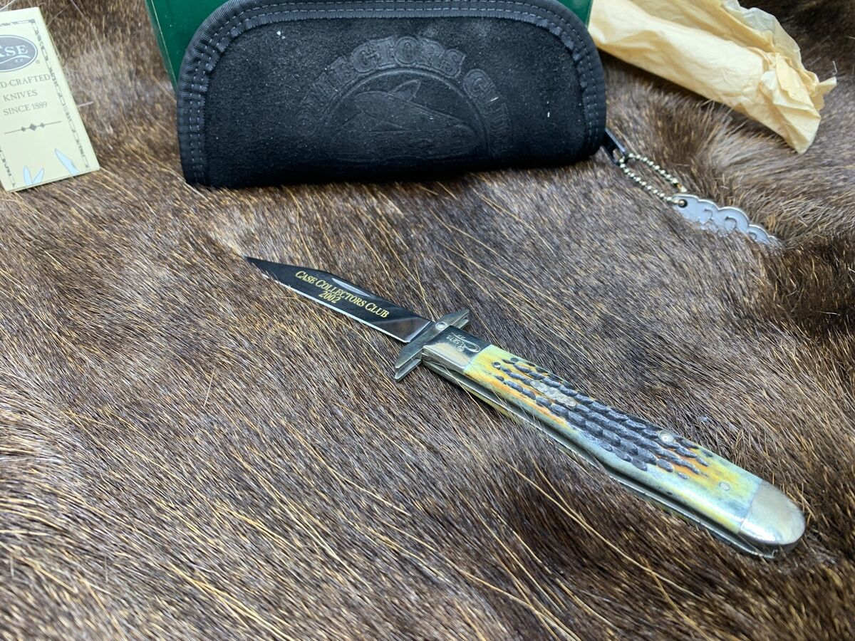 Case 2002 Collectors Club Cheetah Knife Moss Bone Handles Case 2002 Collectors Club Cheetah Knife Moss Bone Handles