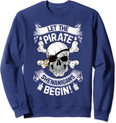 Let The Pirate Shenanigans Begin Jolly Roger Pirate Unisex Crewneck Sweatshirt