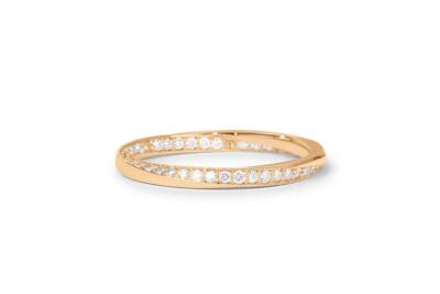 Twist diamond gold ring 44 brilliant diamonds 0.40ct carat VS G-H 14K 585 gold rose gold