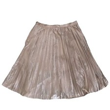 Anthropologie Champagne Metallic Pleated Skirt