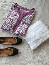 Plus Size Chikankari Kurta Palazzo Set Modal Cotton Kurti Set For Curvy Women