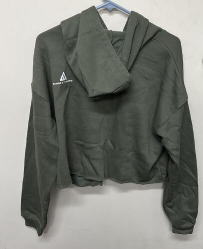 Women's Cropped Army Green Hoodie Super Soft Inside Size Large - Picture 2 of 3