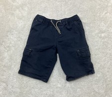 Wrangler Boys Blue Canvas Cargo Shorts Size M 8 Elastic Drawstring Waist