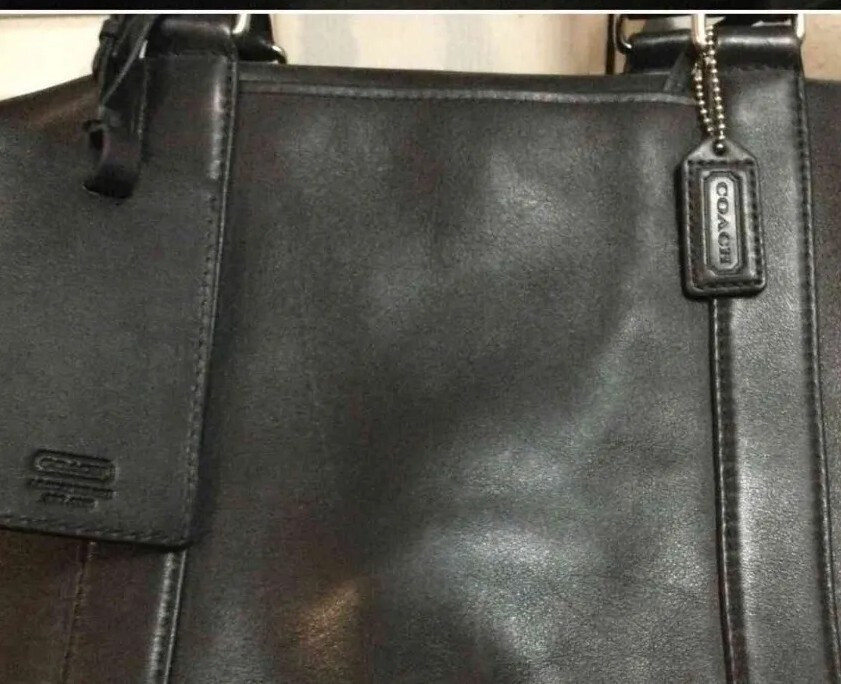 Coach Black Leather Duffle Travel Overnight Bag Silver Hardware