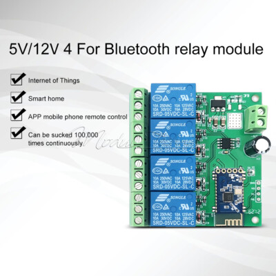 DC 5V/12V 4CH Bluetooth Relay Module Smart Home Mobile APP Remote Control Switch