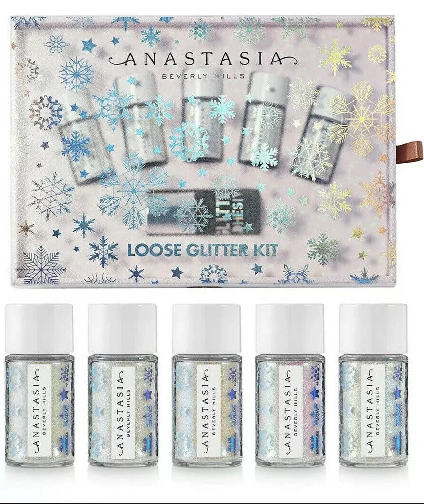 Anastasia Beverly Hills Makeup Loose Glitter Kit/Set 5 Loose Glitters 1 Adhesive
