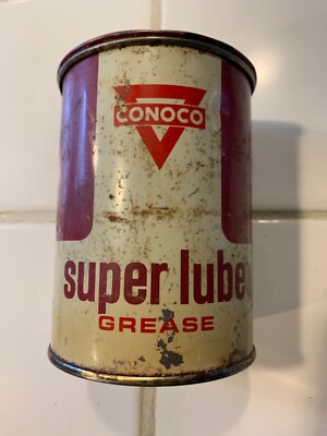 Vintage CONOCO Super Lube Grease Can 1 Pound - Gas & Oil