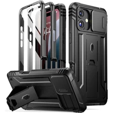 Kickstand Case For iPhone 16e Built-in-Screen Shockproof Slide Camera Cover