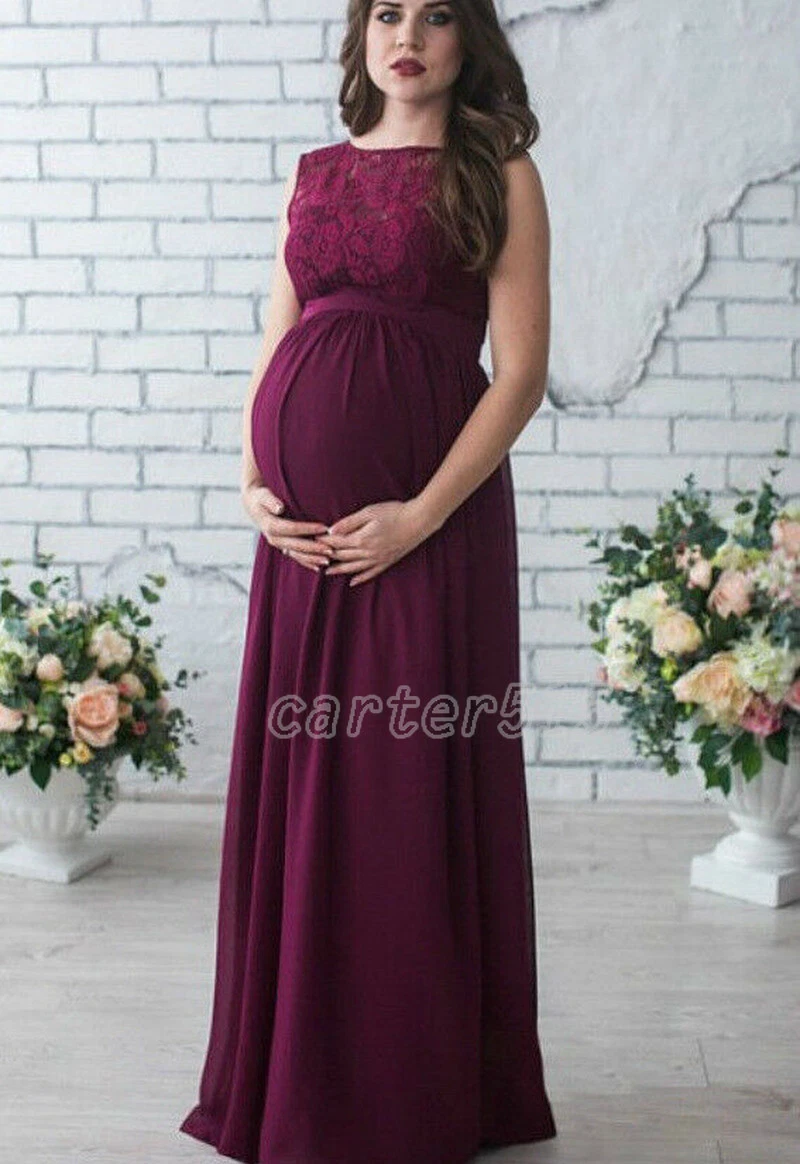 Pregnant Women Sleeveless Maxi Party Dresses Lace Maternity