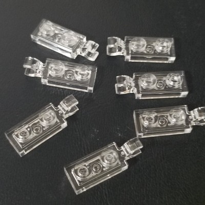 Lot of 7 LEGO Trans Clear 1x2 Plate Horizontal Clip 42923 / 63868 Pieces