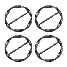 4Pcs T-shirt Clips 34mm1-5/16" Round Metal Scarf Ring Black