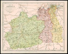 1850 Original Antique MAP OF SURREY Parliamentary Divisions Railroads (2)