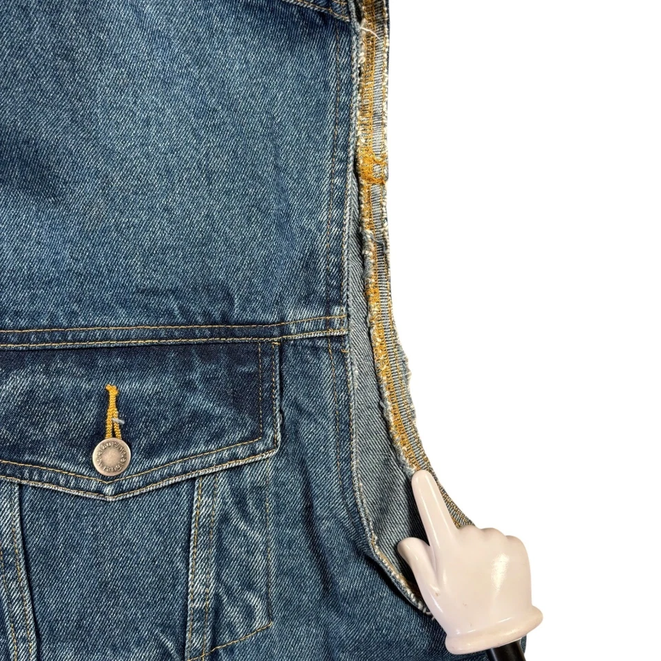 Wrangler Hero Mens L Denim Vest Blue Jean Gilet Classic Fit Workwear westerncore - Image 4 of 4