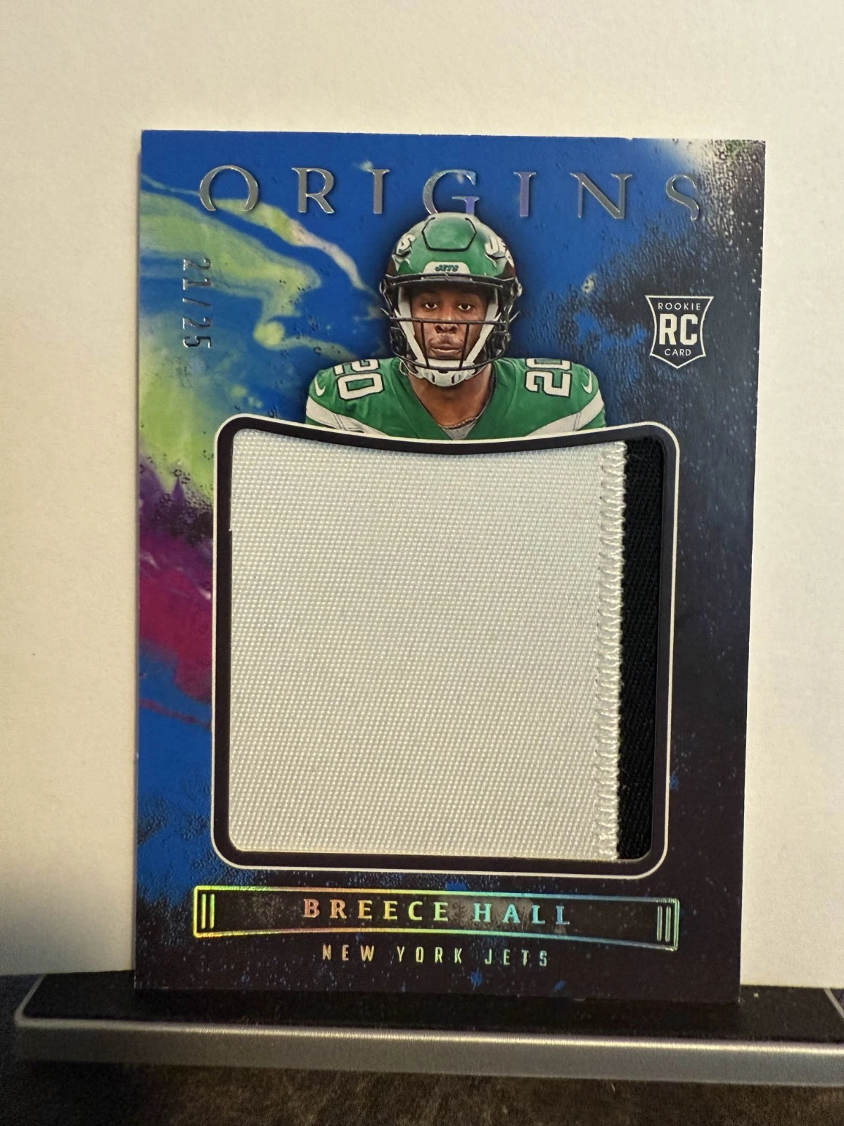 Breece Hall Panini Origins Rookie Jumbo Jersey #JUMBHA Blue