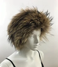 NWOT - Beautiful & FLUFFY Finn Raccoon Fur Headband - New Velvet Lining