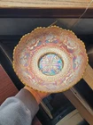 Scarce Fenton Carnival Glass Amber Opal Dragon & Lotus Pattern Ice Cream Bowl