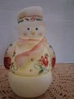 Fenton Snowman Fairy Lamp Light ~ "ROSES" On White ~ Exc Condition!