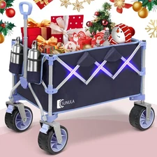 Collapsible Wagon Cart with 440lbs Weight Capacity, Heavy Duty Foldable Wagon...