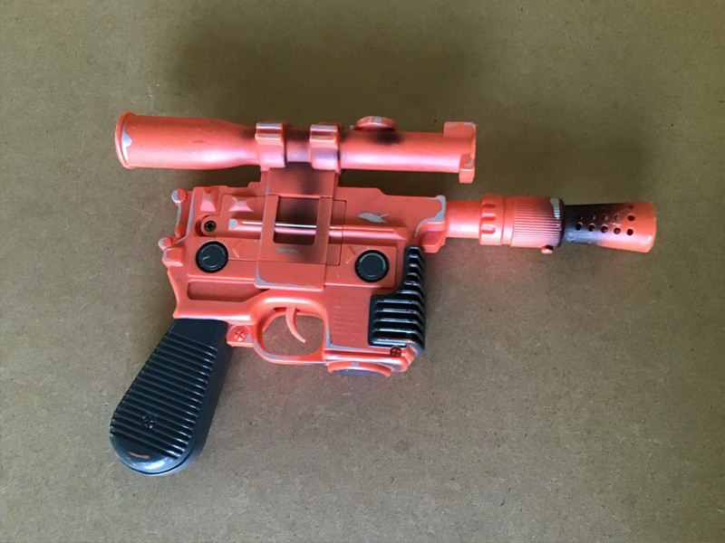 VTG 1996 Hasbro Star Wars Han Solo DL-44 Orange Blaster Gun Sound Halloween Prop