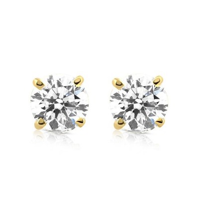 1/5 kt runde echte Diamant Ohrstecker 14 Karat Gelbgold