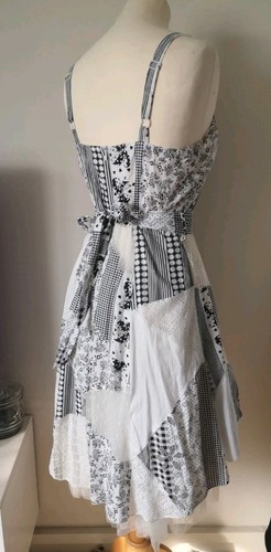 Patchwork Cotton fit & Flare dress Layered asymmetric net Hem Size 10-12 - Picture 15 of 24