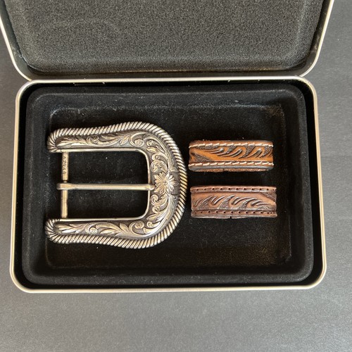 Lone Star Silversmith 3-Pc Western Ranger Belt Buckle Set 1.5” w/ Keepers A2946
