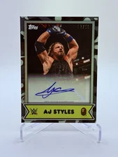2025 Topps WWE x Bape AJ STYLES Black Foil Camo /10 Autograph SSP Auto Mint 12A