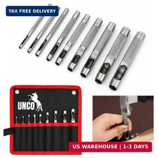 - Hollow Leather Hole Punch Set, 2.5mm-10mm, 9 pcs, Silver, Carbon Steel Leather