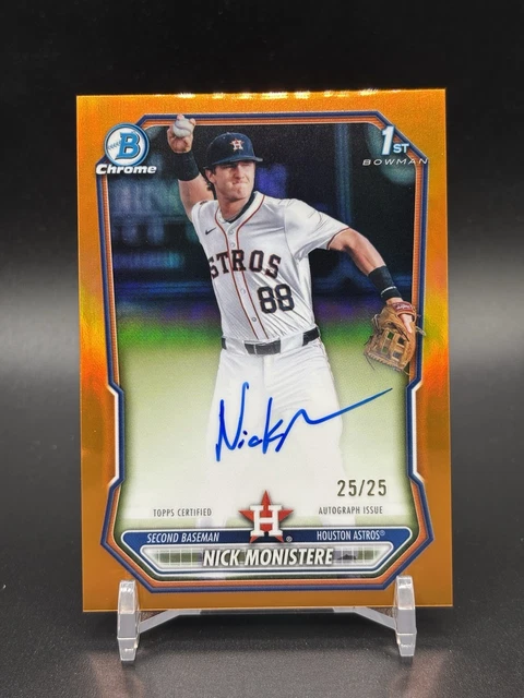 2026 Bowman Nick Monistere 1st Chrome Auto Orange Refractor /25 Astros
