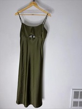 banana republic  Green Cutout Midi Skip Dress Satin Size 12