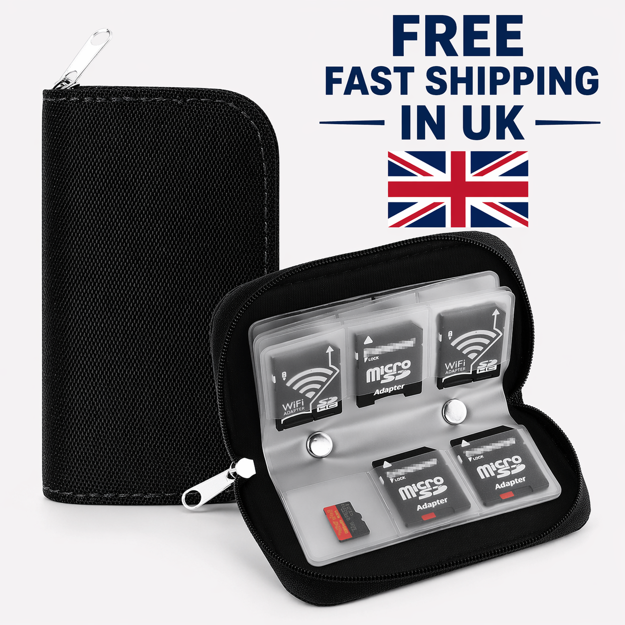 22 Slots Memory Card Carrying Case Holder Pouch for SD SDHC MMC Micro SD - Black