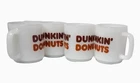 Milk Glass Coffee Mugs 4 Dunkin Donuts Logo Glasbake Retro Cup Lot Vintage 70s