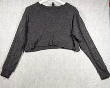 Wild Fable Women s Dark Gray Cropped Knit Sweater Small Long Sleeve