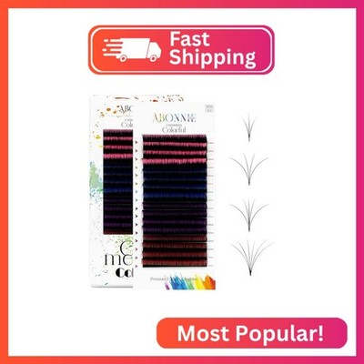 ABONNIE Colored Lash Extensions, Easy Fan Eyelash Extensions 0.07 D Curl Color L