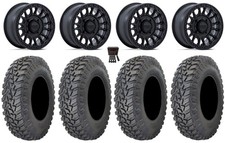 KMC Impact 15" Wheels Black +38mm 33" Parallax Tires Wildcat XX