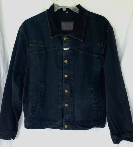 VTG 90S..MARITHE FRANCOIS GIRBAUD..BLACK..DENIM..JACKET..CORDUROY COLLAR..M/L