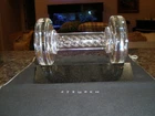 STEUBEN GLASS 'AIR TWIST' BARBELL SCULPTURE DESIGNED BY GEORGE THOMPSON c1950