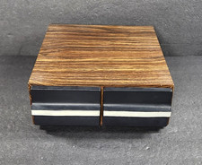 Vintage Cassette Tape Cabinet 2 Drawer Holder Faux Wood Storage Case Holds 24