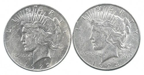 1922 & 1923-S Peace Silver Dollar $1 Bullion Collection Lot *178