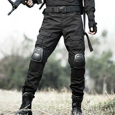 Mens Combat Pants Tactical Army Military Black Knee Pads Sports Trousers Outdoor