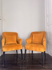 Pair of Mark Webster Upholstered Chairs In Ochre Velvet Finish